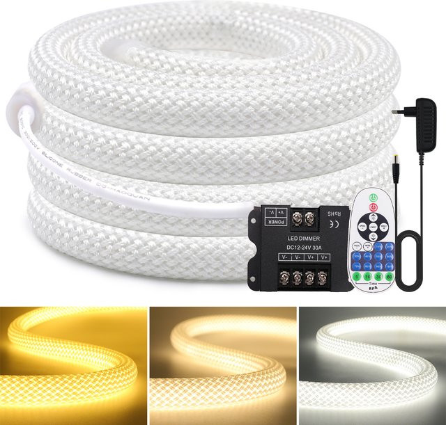 GAHADA LED Neon Flex Silikonband, Natural White, Dimmbar, 360 Grad Rund, 240 LEDs, Wasserdicht - Bild 1