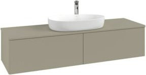 V&B Waschtischunterschrank Antao mit Frontstruktur und Beleuchtung in Grau Lack, B/T: 160 x 50 cm - Bild 1