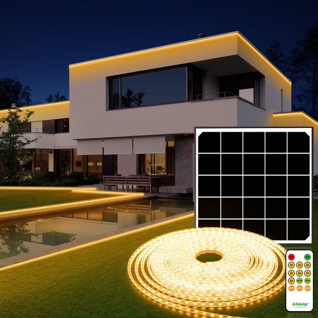 intelamp Solar-Lichtleiste für den Außenbereich, 10 Meter mit 800 LED, Warmweiß, Wasserdicht - Bild 1