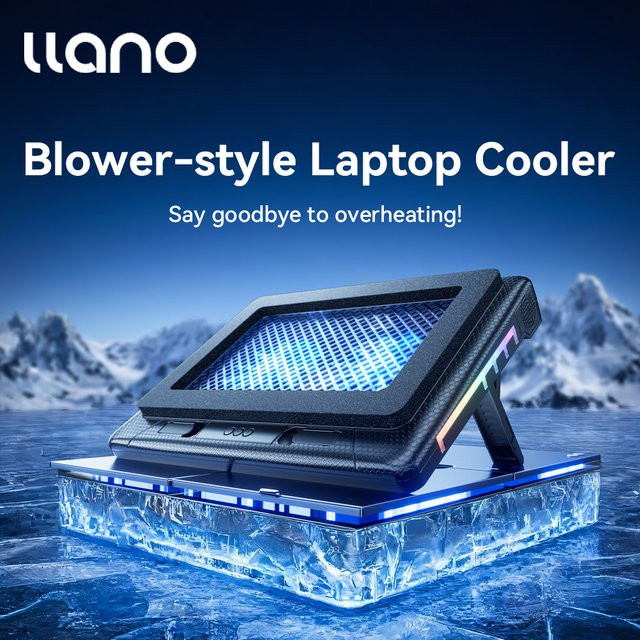 Llano V22 Laptop-Kühler in Schwarz mit RGB-Beleuchtung und 7 Stufen höhenverstellbar für Gaming-Laptops von 13,3 bis 17,3 Zoll - Bild 1