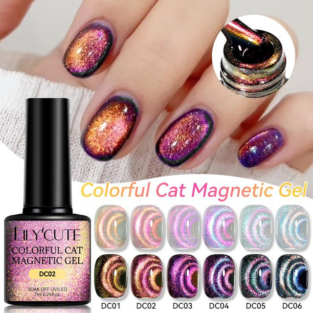 LILYCUTE Magnetisches Nagelgel, 7 ml, Glitzer, Glänzend - Bild 1