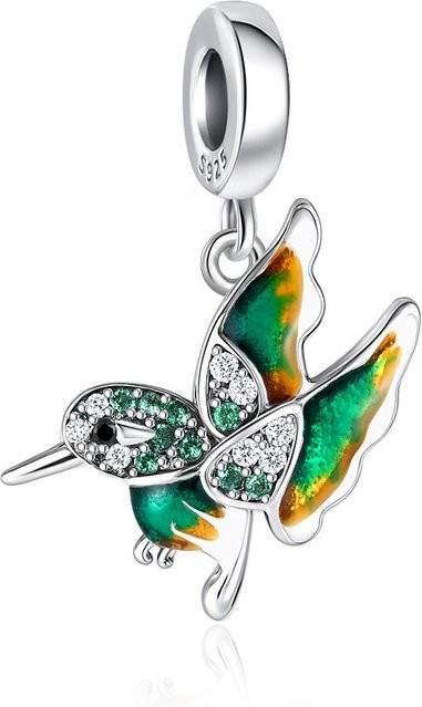 Charm-Perle Kolibri, Schwalbe, Eisvogel, Kupfer, Silber, Zirkonia, Damen - Bild 1