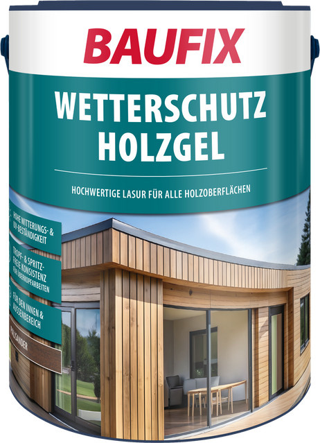 Baufix Wetterschutz-Holzgel in Palisander, 5 Liter, seidenmatt glänzend - Bild 1