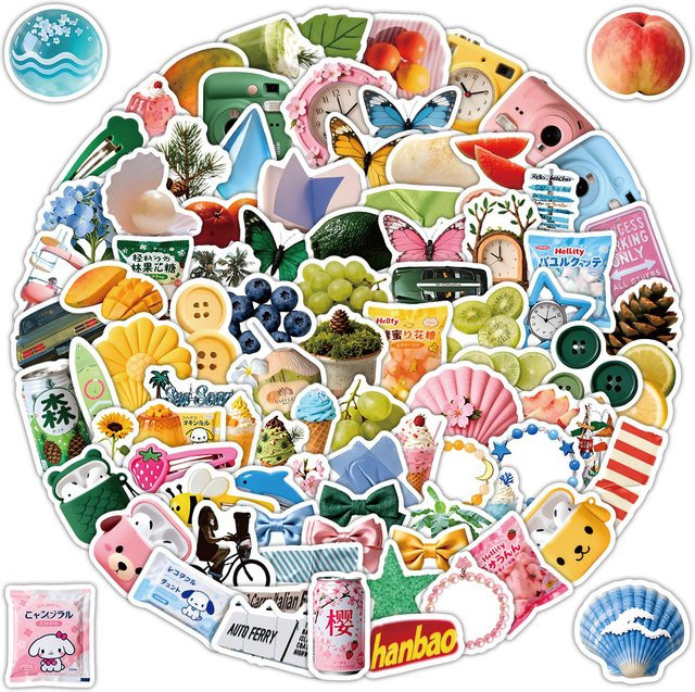 102 Stück dekorative Aufkleber mit Sommermotiven für Scrapbooking und Journaling von Golden Memory Stickers Store in Gold und Multicolour - Bild 1