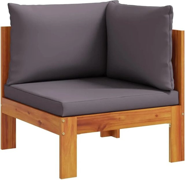 vidaXL Garten-Ecksofa aus Akazien-Massivholz mit Kissen in Braun und Grau - Bild 1