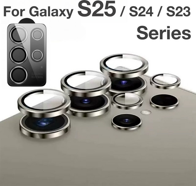 Samsung Kamera Schutz Glas für Galaxy S25 S24 S23 Ultra S22 Plus in Transparent und Silber - Bild 1