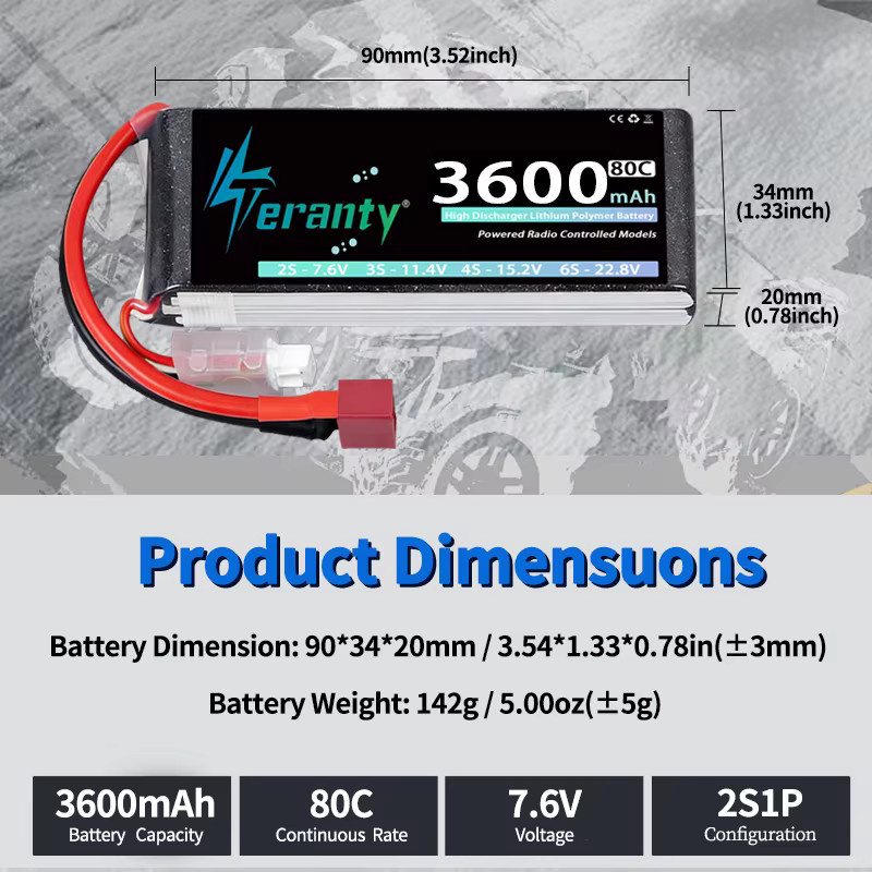 2er-Set TERANTY Li-Ion Lipo-Akku mit XT60 Stecker, 3600mAh, Schwarz - Bild 3