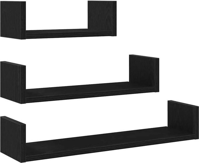 vidaXL Wandregale 3er-Set in Schwarz und Eichen-Optik aus Holzwerkstoff - Bild 1