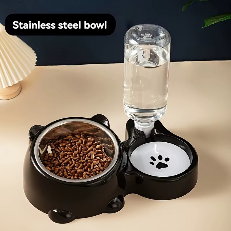 ZHUOJI Automatischer Futterautomat und Wasserspender in Schwarz mit integriertem Fütterungssystem und schrägem Auslauf für Katzen und Hunde - Bild 5