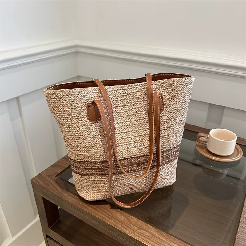 Yogodlns Schultertasche Damen, Stroh, Korbtasche - Bild 4