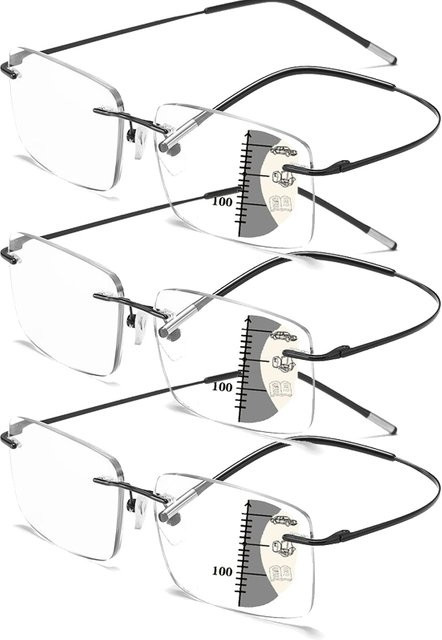 ISENGHUO Lesebrille, randlos, TR90, rechteckig, Herren, schwarz - Bild 1