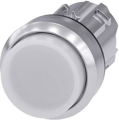 Siemens Leuchtdrucktaster 3SU1051-0BB60-0AA0 mit Frontring aus Metall in Silber und Weiß, rund, Hochglanz - Bild 1