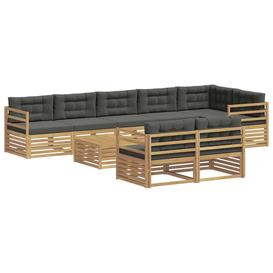 vidaXL Outdoor-Sofagarnitur aus Akazienholz mit 9 Kissen in Weiß und Anthrazit - Bild 2