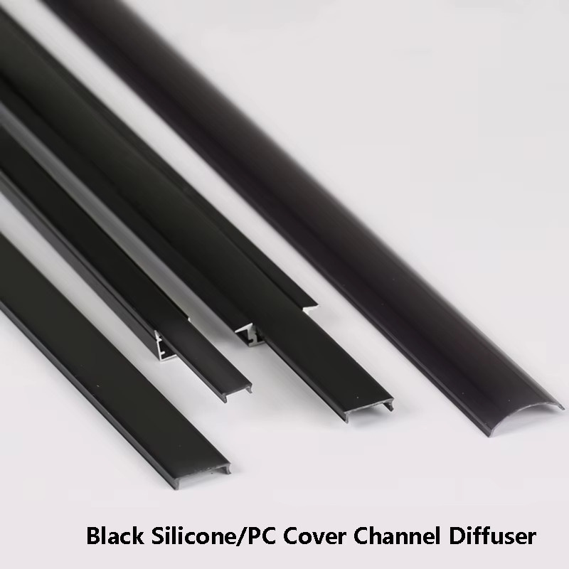 Khelse LED-Aluminiumprofil mit schwarzer Silikonabdeckung als U-förmiger Kanaldiffusor für Schränke und harte Balkenleuchten - Bild 2