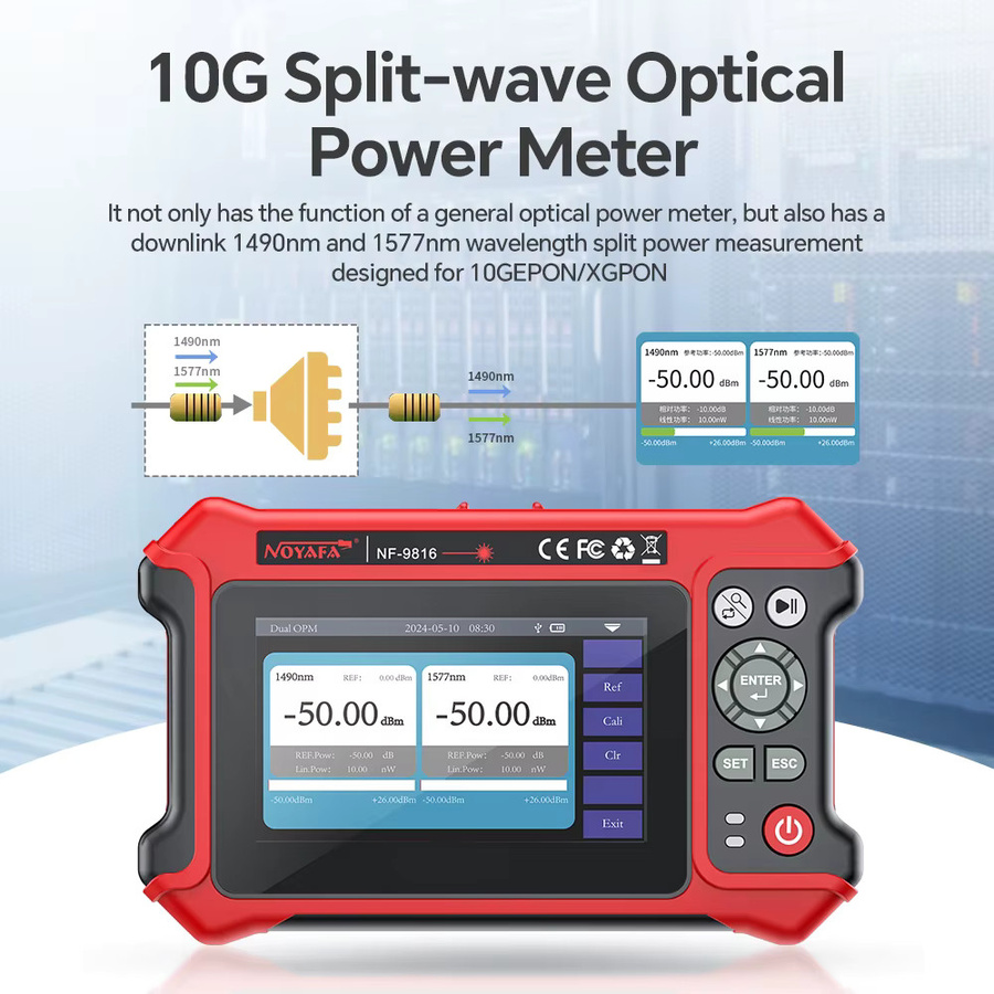 NOYAFA OTDR NF-9816 Optisches Faser-Reflektometer 1310/1550nm mit 10G Dual OPM, OLS und VFL in Rot - Bild 4
