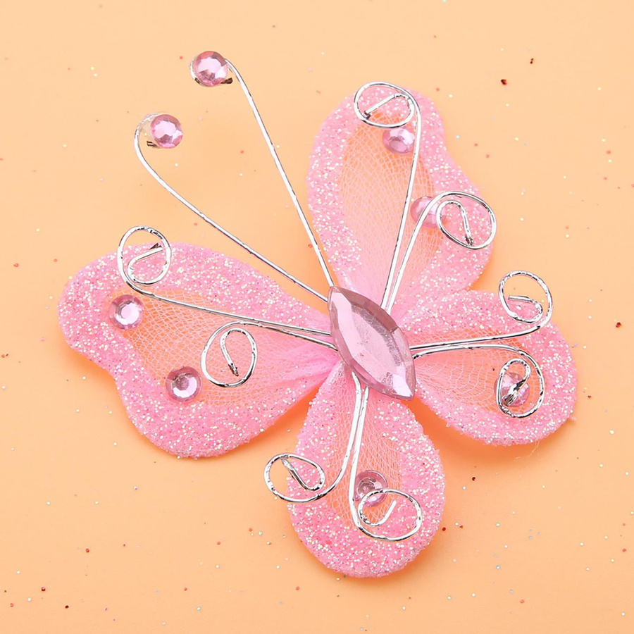 KaiSai 24 Stück Glitzer Schmetterling Netz Draht Gaze in Transparent Purple für Hochzeiten und Feste als DIY Dekoration - Bild 1