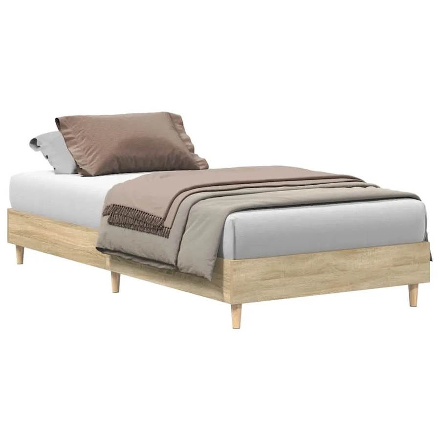 vidaXL Bettgestell aus Sonoma Eiche und Eukalyptusholz ohne Matratze B/T/H: 100 x 200 x 203 cm - Bild 2
