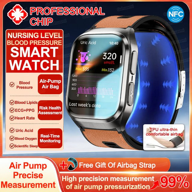 GUHUAVMI Smartwatch für Herren in Blau mit AMOLED-Display, EKG, Schlafüberwachung, Bluetooth-Telefonie und NFC - Bild 1