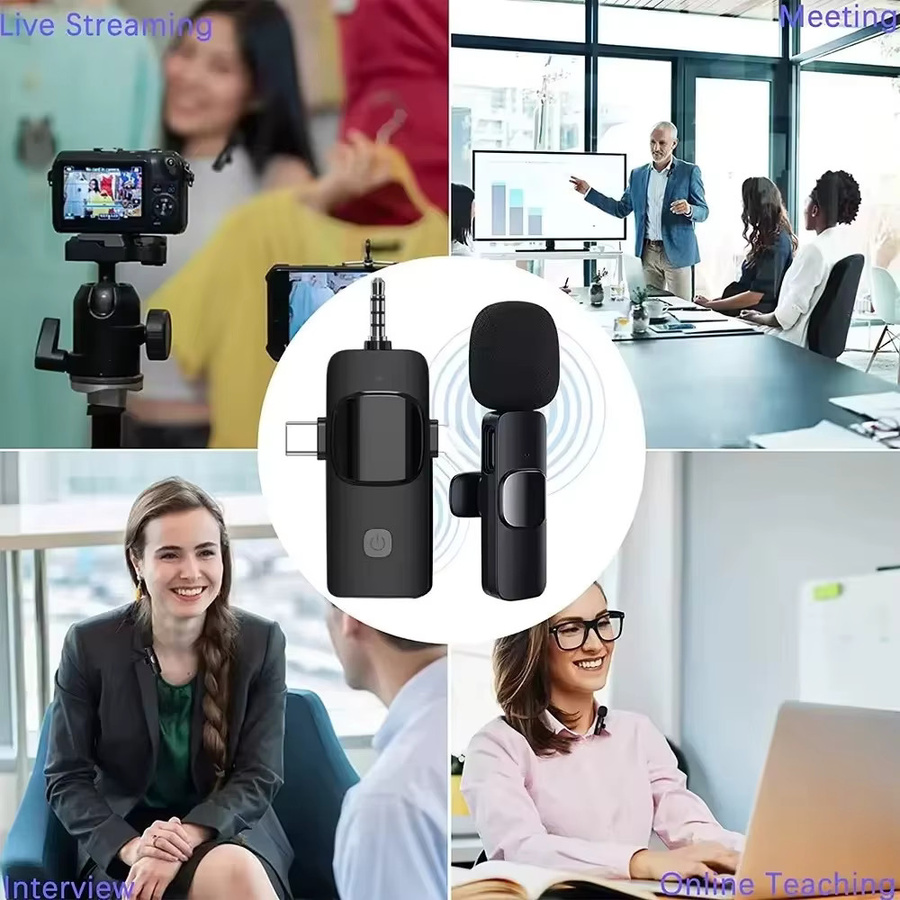 Basix Mini Kabelloses Lavaliermikrofon mit Geräuschunterdrückung für iPhone und Android sowie Kameras in Schwarz mit USB-C Anschluss - Bild 3