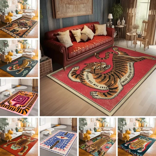 VIKAMA Boho Teppich mit tibetischem Tiger-Blumenmuster, rutschfest, rechteckig, Mehrfarbig, B: 230 cm, T: 160 cm - Bild 1