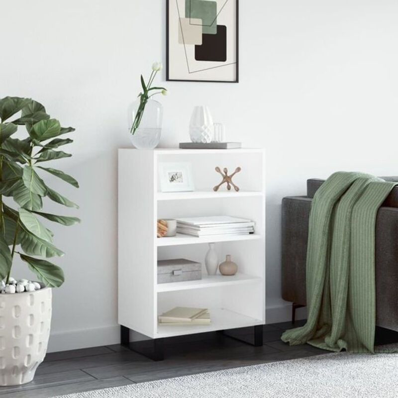 Minimalistisches Highboard Vidaxl aus Holzwerkstoff und Metall in Weiß, B/T/H: 57 x 35 x 90 cm - Bild 1