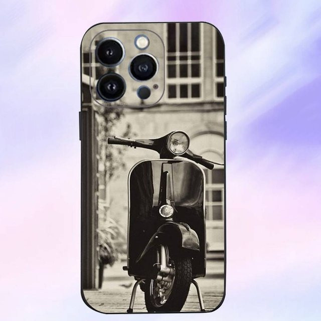 V-VespaS Silikon Handyhülle für iPhone 16, 15, 14, 13, 12, 11, XS, X, XR, SE, Mini, 8, 7 in Schwarz - Bild 1