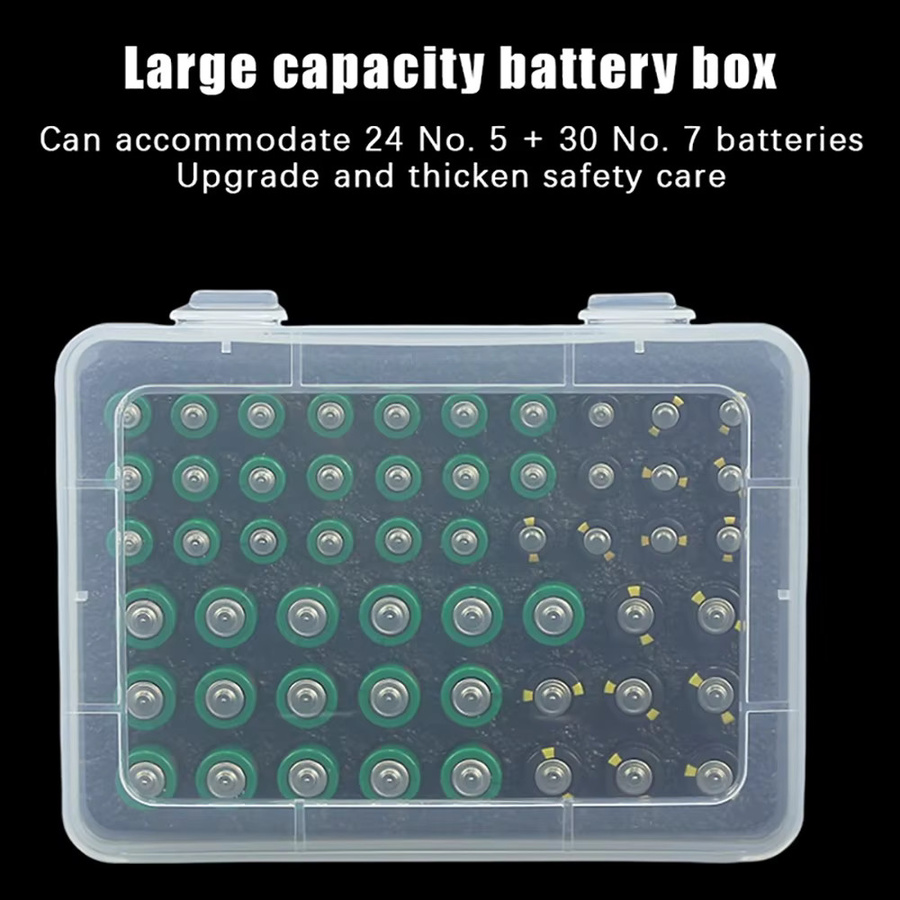 Batterie-Aufbewahrungsbox Organizer für 54 AA und AAA Batterien in Schwarz und Transparent - Bild 2