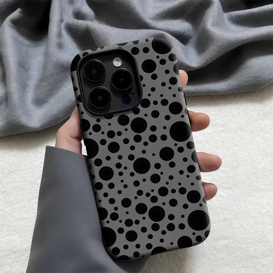 Casegame Matte Bumper MagSafe Schutzhülle für iPhone 17 16 15 14 13 Pro Max Plus Schwarz mit Punkt-Muster - Bild 3