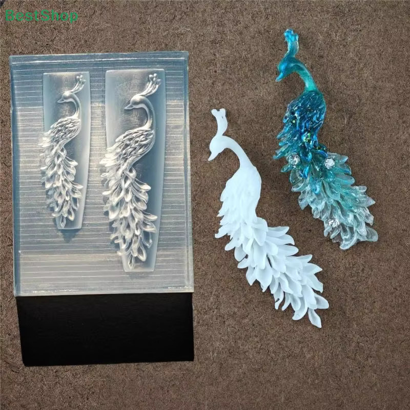 HNKMP Nagelform Pfau Design, Transparente 3D Relief Silikon Maniküre Vorlage - Bild 2