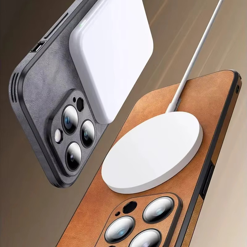 Luxus Retro Matte Leder Handyhülle mit Magnetfunktion für Apple iPhone 15 14 13 12 11 Pro Max, stoßfest und kabelloses Laden kompatibel, in Schwarz und Grau - Bild 2