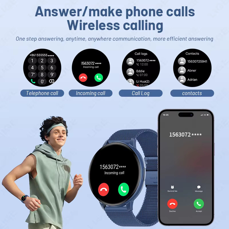 LIGE Smartwatch mit 1,38 Zoll HD-Bildschirm, Bluetooth Anruffunktion und Herzfrequenz-Monitor in Blau - Bild 2