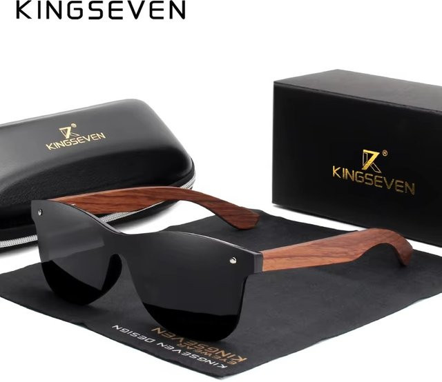KINGSEVEN Sonnenbrille Cat Eye, Holz, Vollrand, polarisiert, Unisex - Bild 1