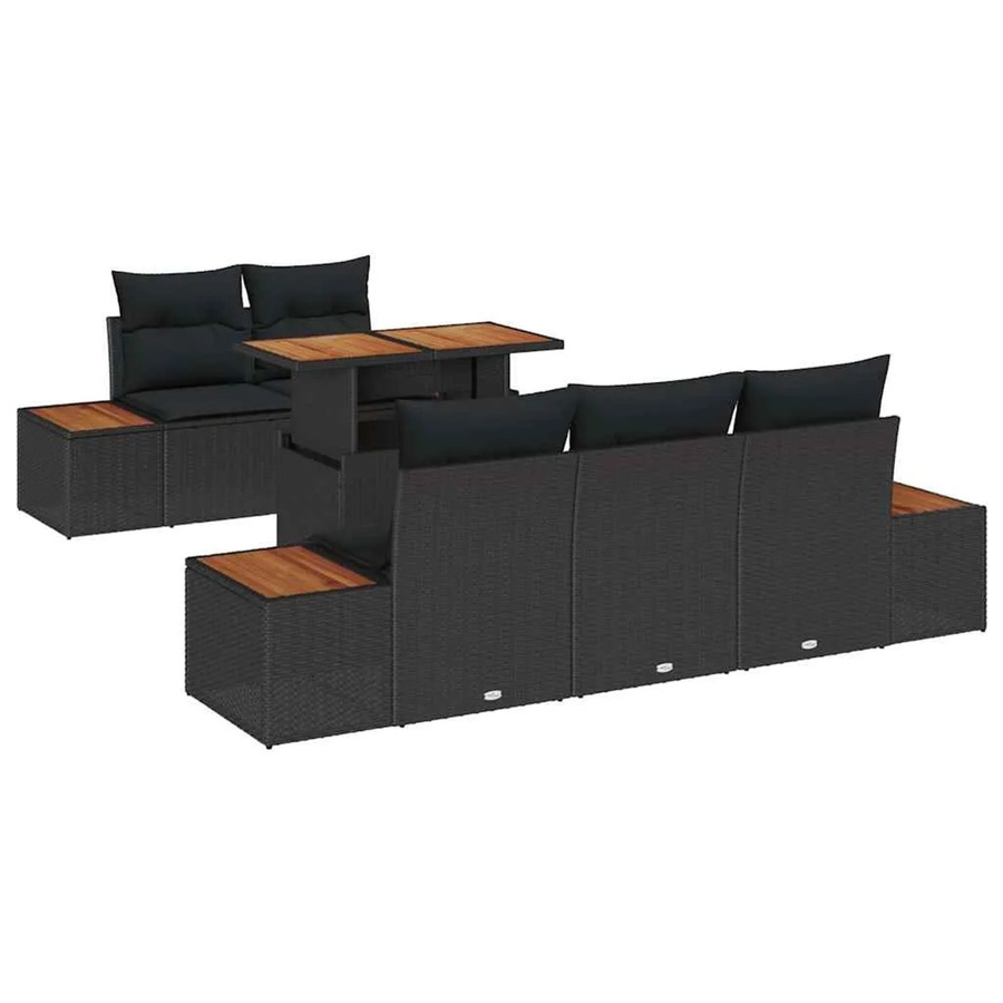 vidaXL Garten-Sofa-Set aus Poly Rattan in Schwarz mit 6 Teilen und integriertem Speicher für ein modernes, geflochtenes Design - Bild 2