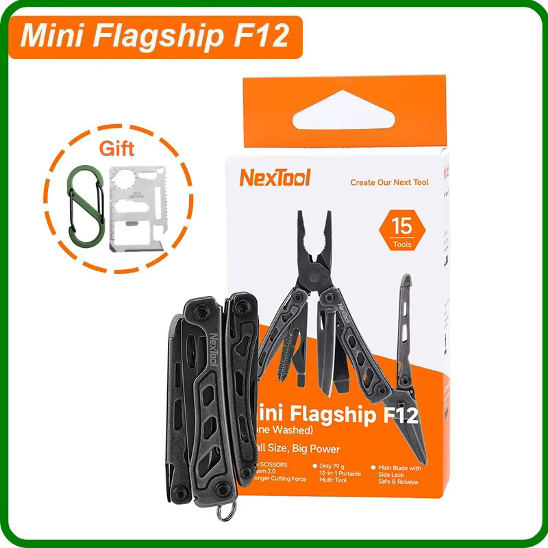 NexTool F12 13-in-1 Mini-Multifunktionswerkzeug in Schwarz mit Zange und Schraubendreher für EDC und Outdoor - Bild 4
