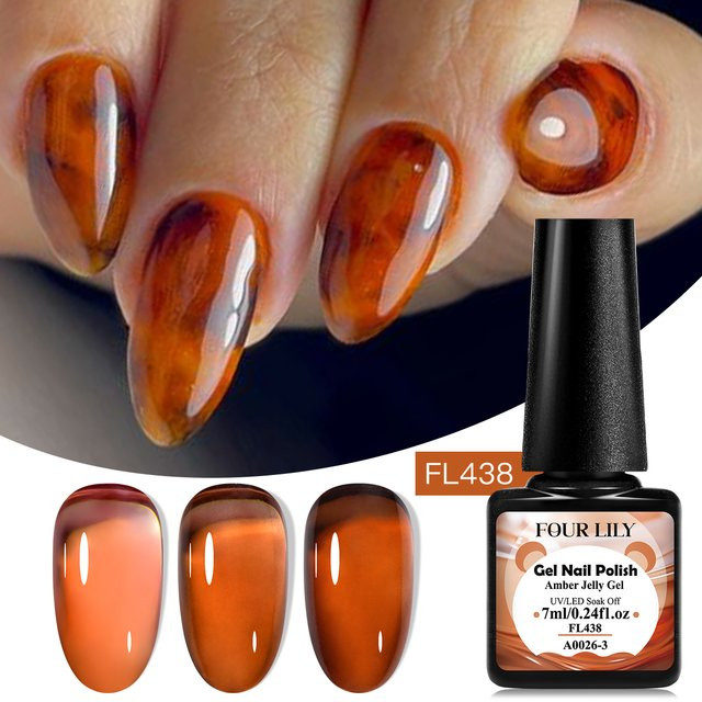 FOUR LILY Jelly Amber Gel Nagellack, Braun, 7 ml - Bild 1