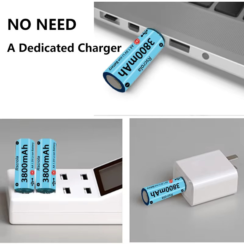 Rscrola AA Lithium-Ionen Akku Blau mit USB-Schnellladefunktion für Kameras und Spielzeug - Bild 3