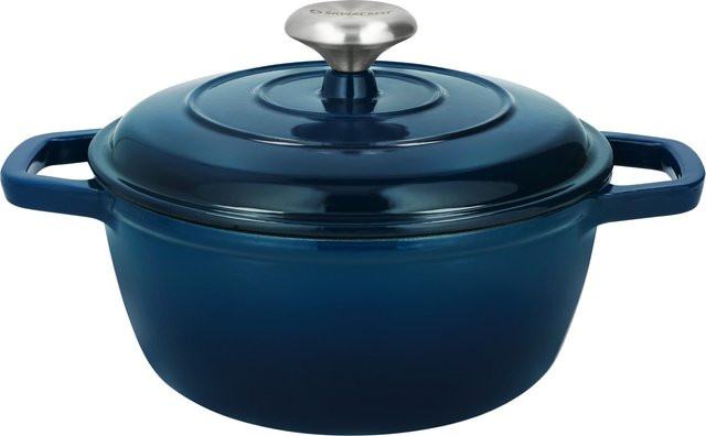 SILVERCREST® Premium-Gusseisentopf aus emailliertem Gusseisen, Blau, Durchmesser: 21 cm - Bild 1