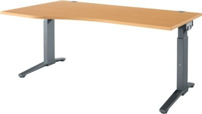 Schäfer Shop Genius Schreibtisch ERGOSTYLE S, manuell höhenverstellbar, Rechteck, C-Fuß, Buche/Anthrazit, B: 180 cm, T: 80-100 cm, H: 67,5-89,5 cm - Bild 1