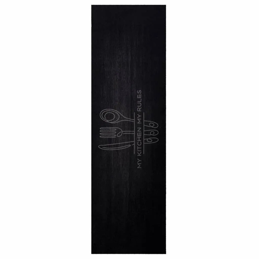 vidaXL Küchenteppich aus Samt in Schwarz, rutschfest und waschbar, Breite: 150 cm, Tiefe: 45 cm - Bild 2