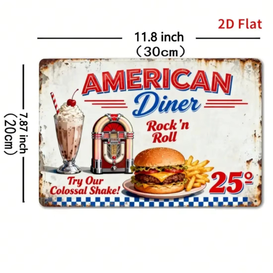 CIFBUY Retro American Diner Metall-Wandkunst Vintage-Blechschild in Mehrfarbig - Bild 2