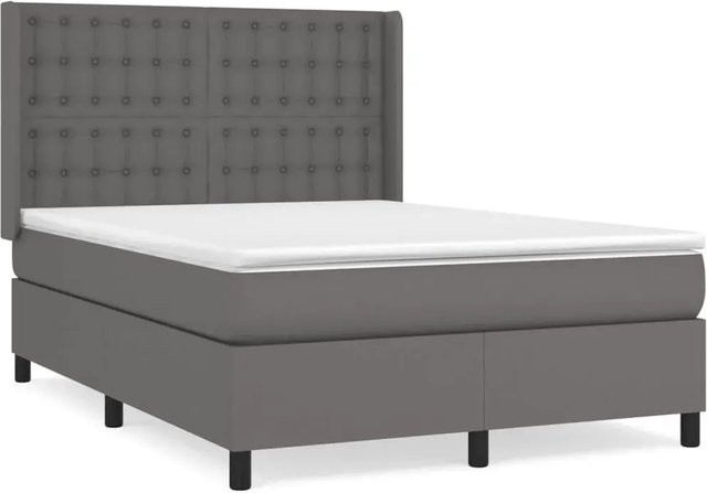vidaXL Boxspringbett Hybrid mit Matratze und Taschenfederkern, Grau, B/T/H: 140 x 200 x 118 cm - Bild 1