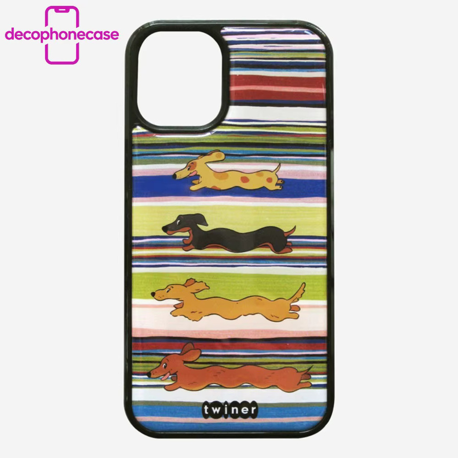 DecoPhone Stoßfeste Schutzhülle für iPhone 17 16 15 14 Pro Max mit farbenfrohem Hundedesign und glänzendem Drop-Glue-Effekt in Schwarz und Multicolour - Bild 2