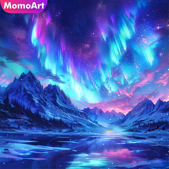 Momoart Diamant-Stickerei Berglandschaft mit Fluss als DIY-Gemälde für Kinder in Multicolour - Bild 1