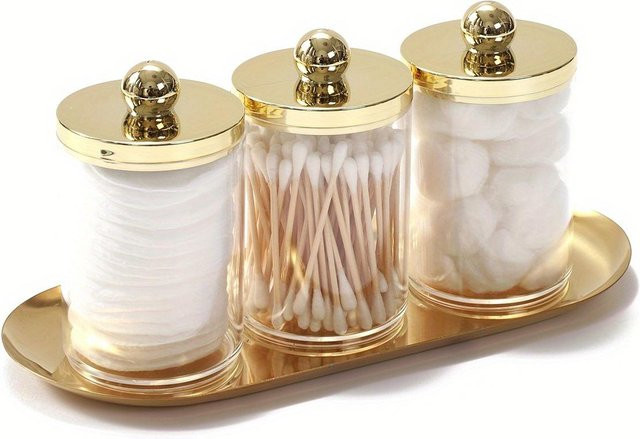Big Tree Home Furnishings Q-Tip Halter Set mit Tablett aus Acryl Kunststoff in Transparent - Bild 1