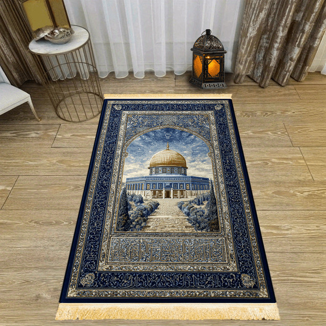 Islamische Gebetsmatte VIKAMA in Blau mit orientalischem Design für Zuhause und Reisen - Bild 1