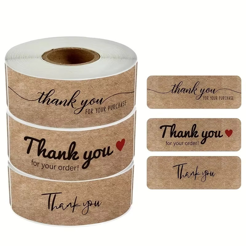 120 Stück Kraftpapier Dankeschön Aufkleber in Braun für deine DIY Geschenkverpackung und Geschäftsetiketten - Bild 3