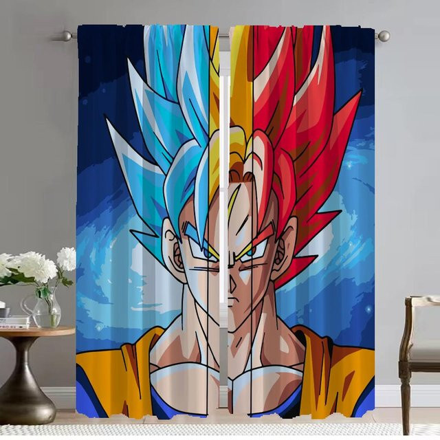 Dragon Ball Verdunkelungsvorhänge aus Tüll für das Kinderzimmer, 2er-Set, Farbe: Blau, B: 50 cm, H: 70 cm - Bild 1
