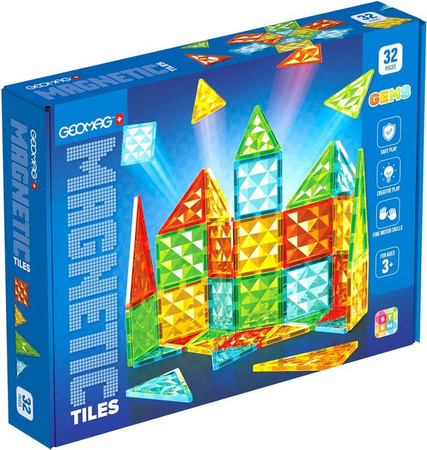 Geomag Magnetic Tiles Gems 32-teiliges Set mit Edelstein-Optik