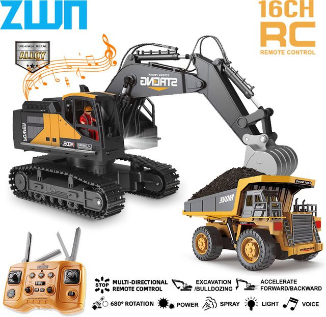 ZWN Bagger Muldenkipper, RC Modellauto, 1:16, Metall, ab 6 Jahre - Bild 1