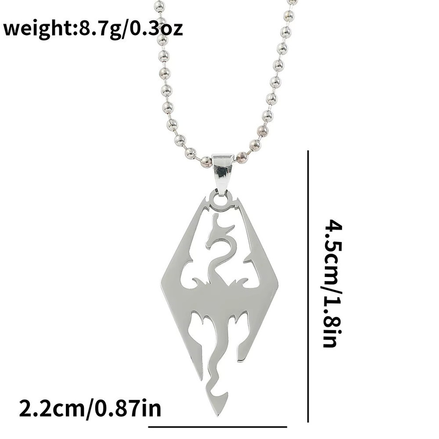 weyena Halskette Drachen, Edelstahl, Silber, Unisex - Bild 3